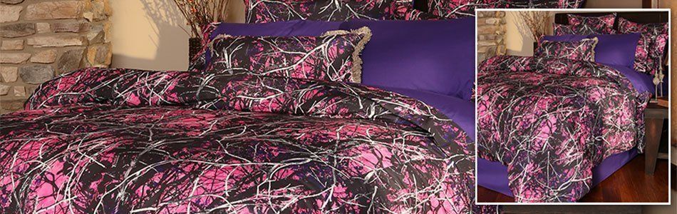 Muddy Girl Camo Pink And Purple Bedding, Purple Camo Twin Bedding