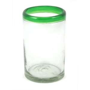 116111 - Blown Glass Green Rim Tumbler - 16 oz