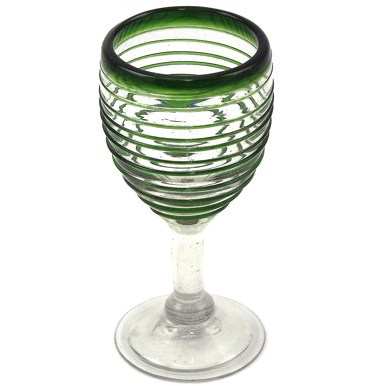 116149 - Mexican Blown Glass - Wine Glass With Clear Base - 9oz - Spiral Grip