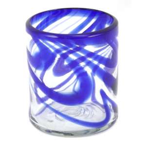 116160 - Blown Glass Swirl - Blue Tumbler - 8 oz