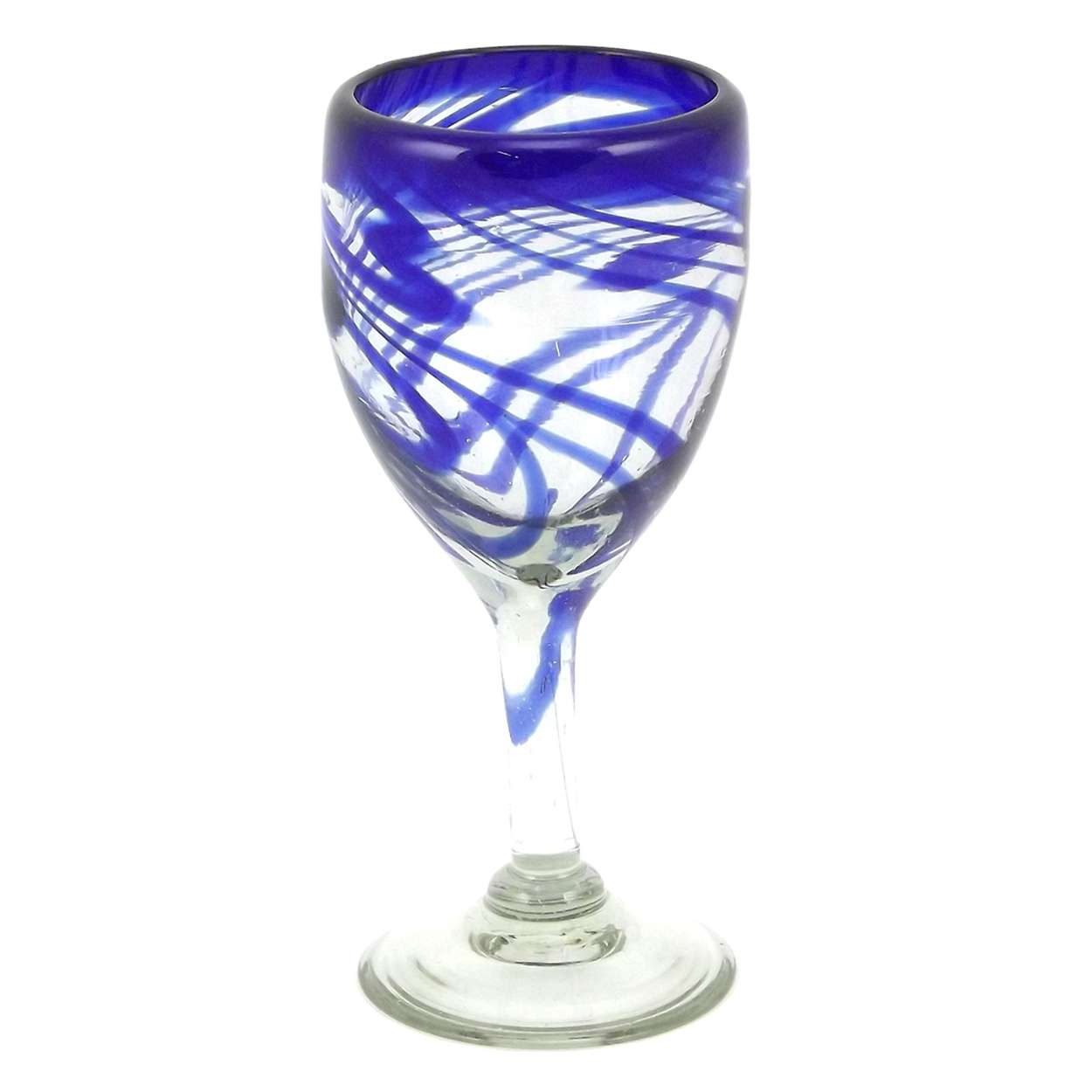 Blown Glass Swirl - Blue Wine Glass - 9 oz
