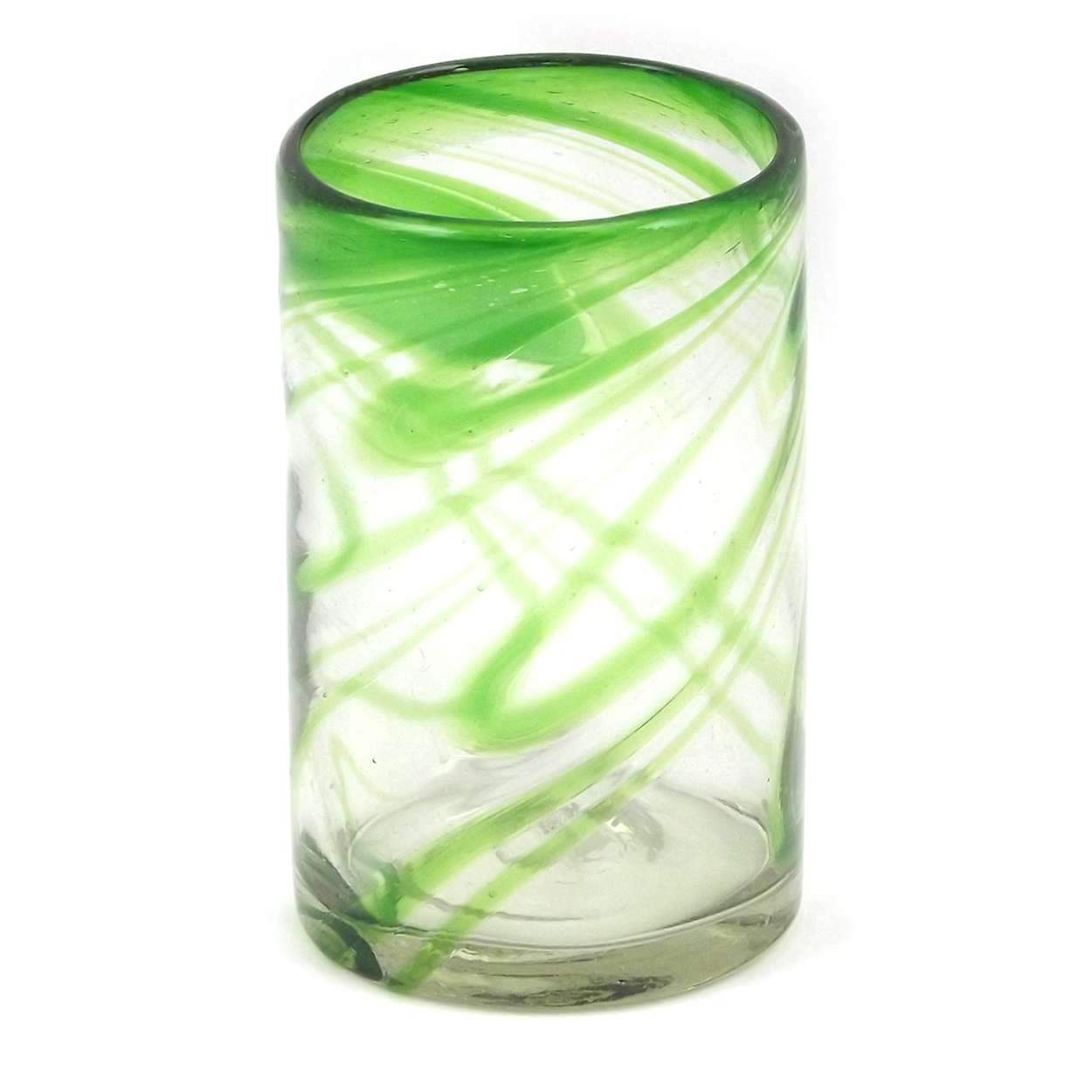 Blown Glass Swirl - Green Tumbler - 16 oz