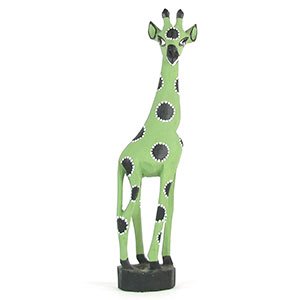 119097 - 119097 - 14in Giraffe Wood Carving in Green and Black