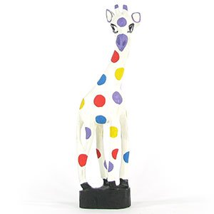 119099 - 119099 - 14in Giraffe Wood Carving in Rainbow Spotted
