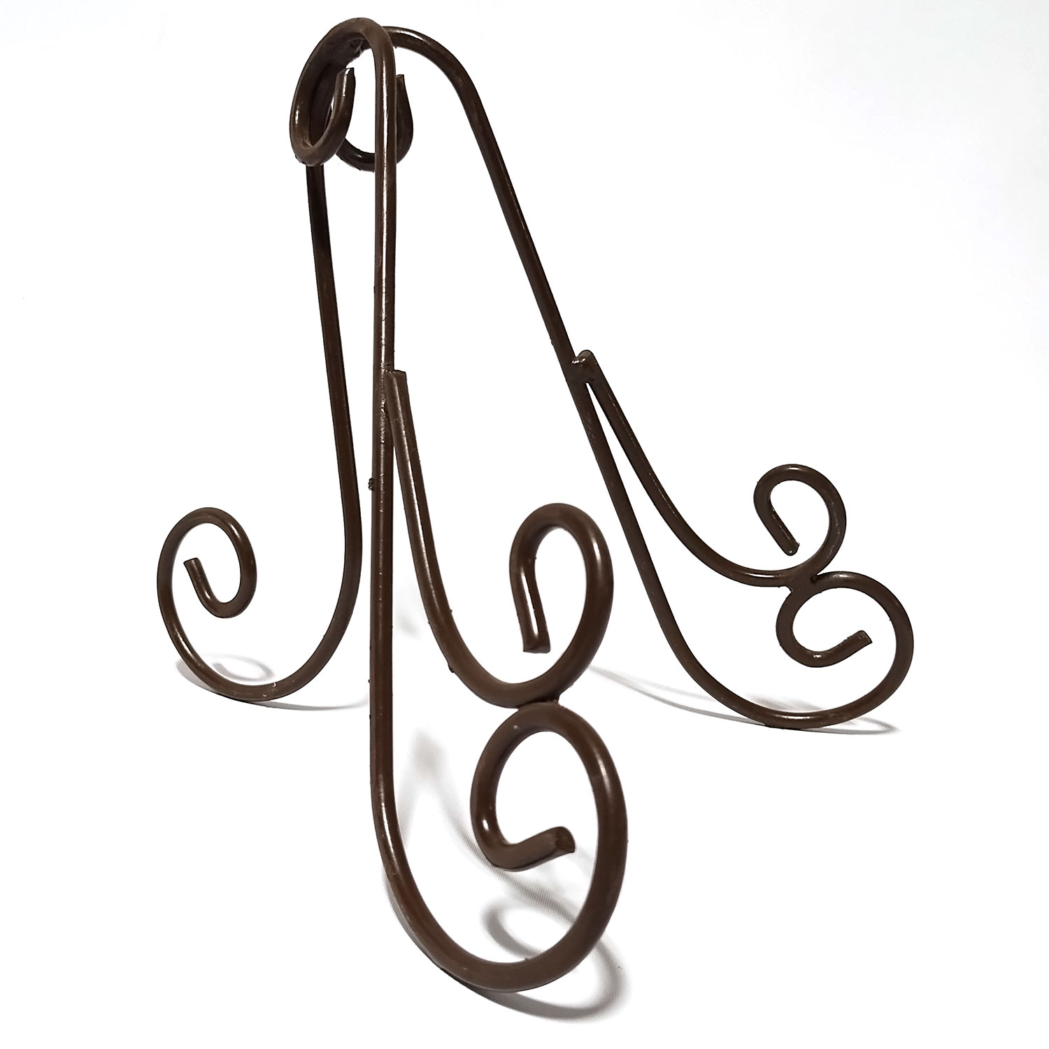 126733 - Rustic Metal Scroll Design - Large Plate Stand - 8in H x 9in W x 9in D