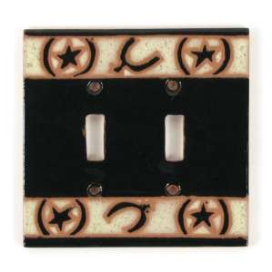 128038 - Terra Cotta Double Standard Switch Plate - Stars and Spurs