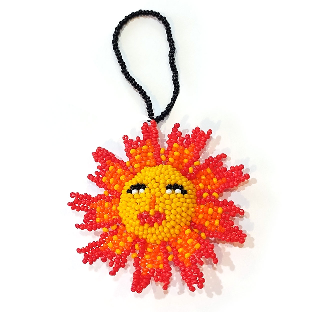 130266 - Hand Made Glass Micro-Bead Hanging Ornament - Sun Face