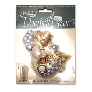 131002 - Vickilane Hand Painted Lighted Button Doorbell - Angel