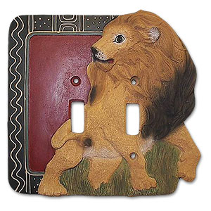 131122 - Vickilane Wall Plate - Lion - Standard Switch - Double