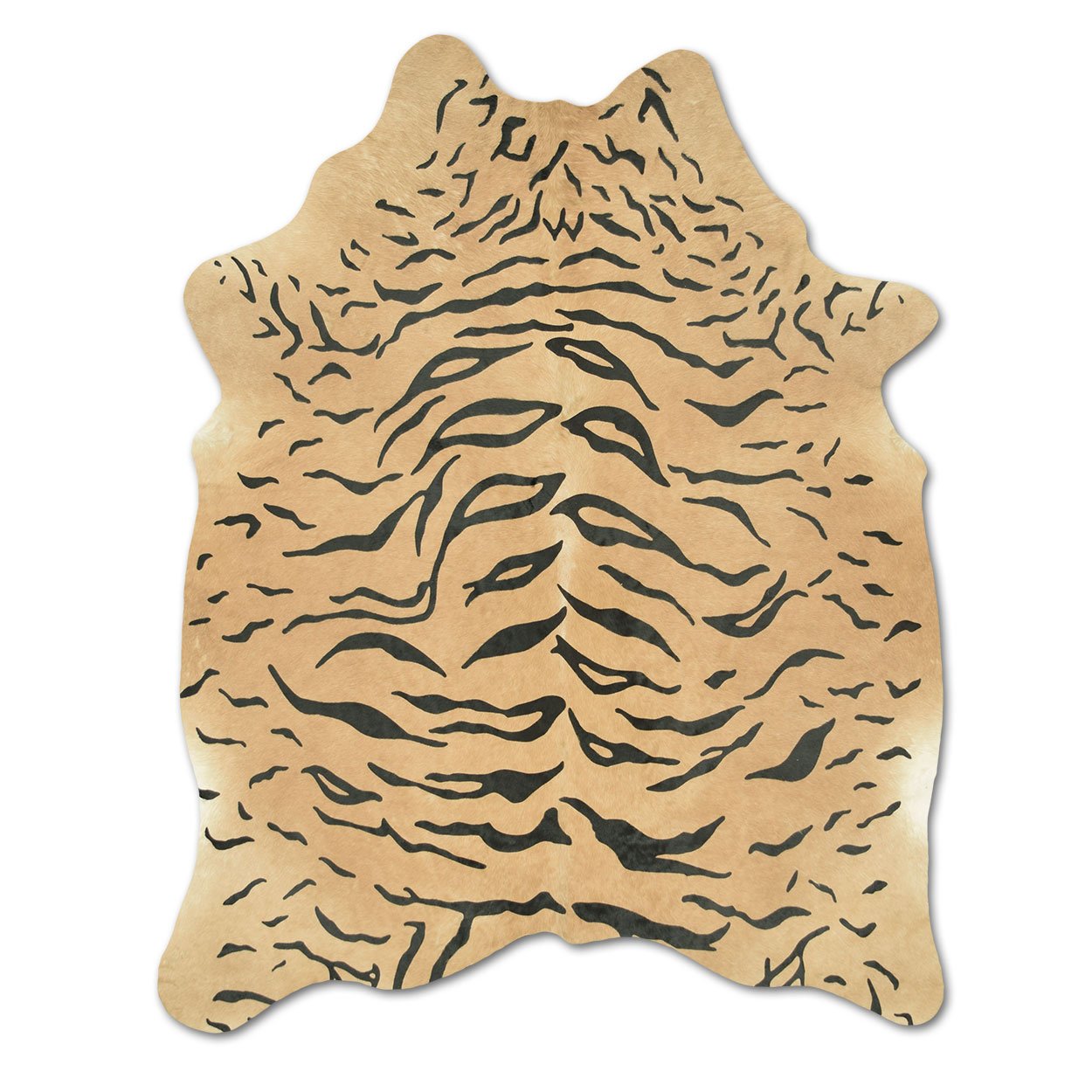 13802 Tiger Print on Caramel Five Star Cowhide - 83in x 67in