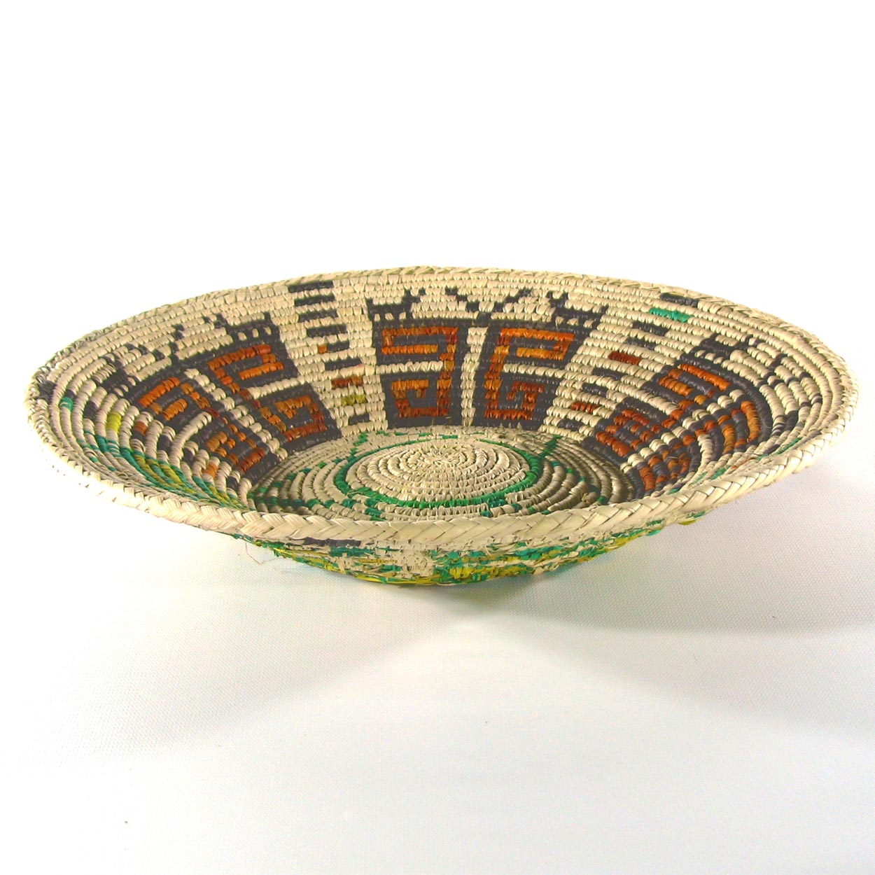 140253-344 - 13.5in x 2in One-of-a-Kind Shallow Bowl Fine Art Basket - No. 344