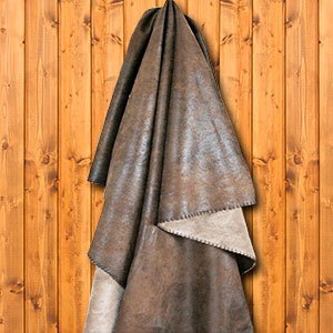 144720 - Wyoming Faux Leather and Fleece Reversible Throw Blanket