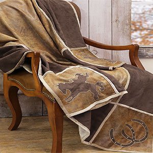 144864 - Western Grid Reversible Faux Leather Fleece Throw Blanket