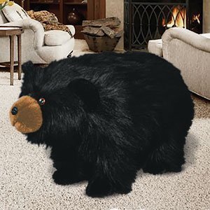 145044 - 26in Shaggy Black Bear Plush Faux Fur Footstool Ottoman