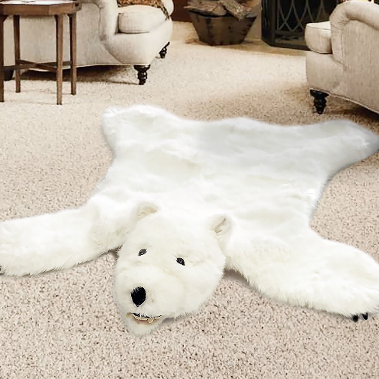 58in Polar Bear Plush Stuffed Animal Skin Rug