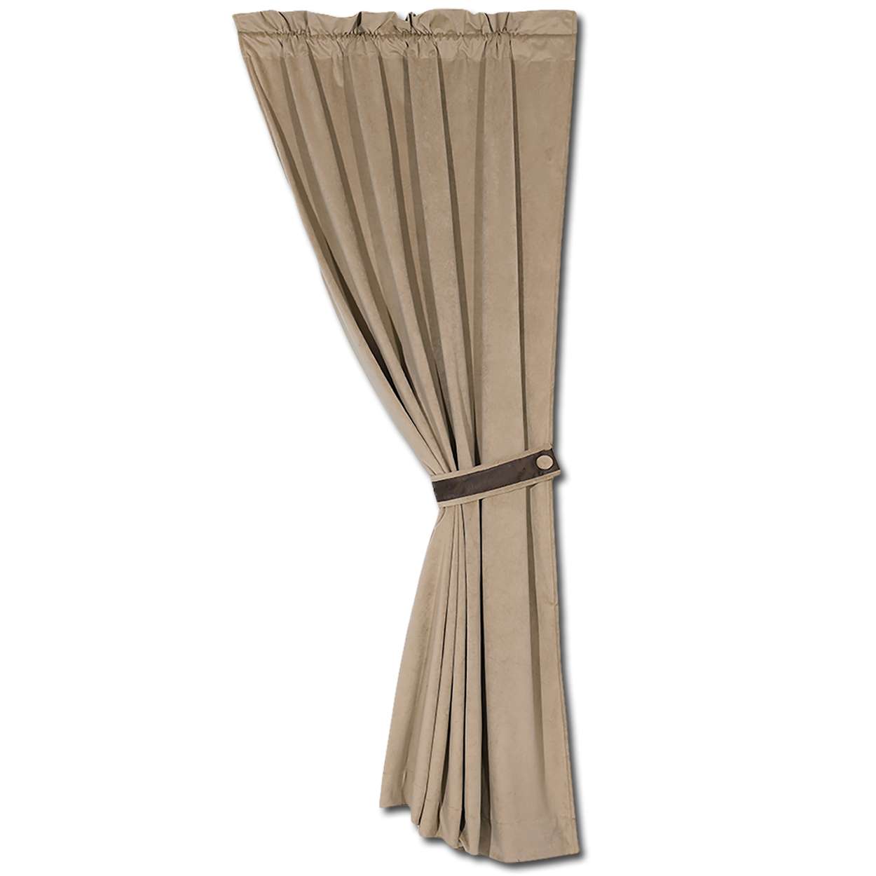 WS4078C 84in x 48in Curtain with Tie Back Solid Velvet Tan