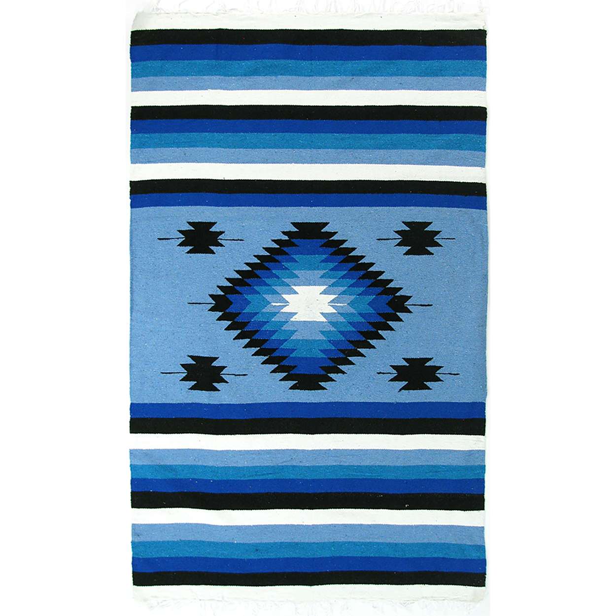 Southwest Diamond Blanket - 4ft x 7ft - Blue and White