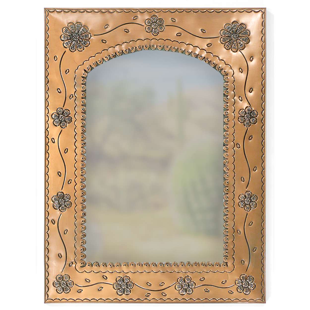 Flower Punched Mirror - 30in x 23in - Copper Finish