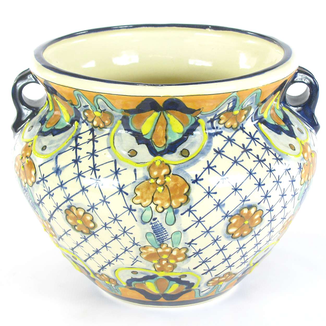 12in Talavera Pottery Planter - Small - Flowers and Stars