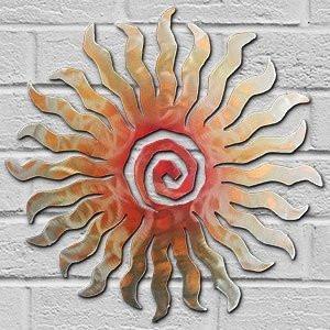 165011 - 12-inch small 24-Point Sunburst 3D Metal Wall Art in a vibrant sunset swirl finish