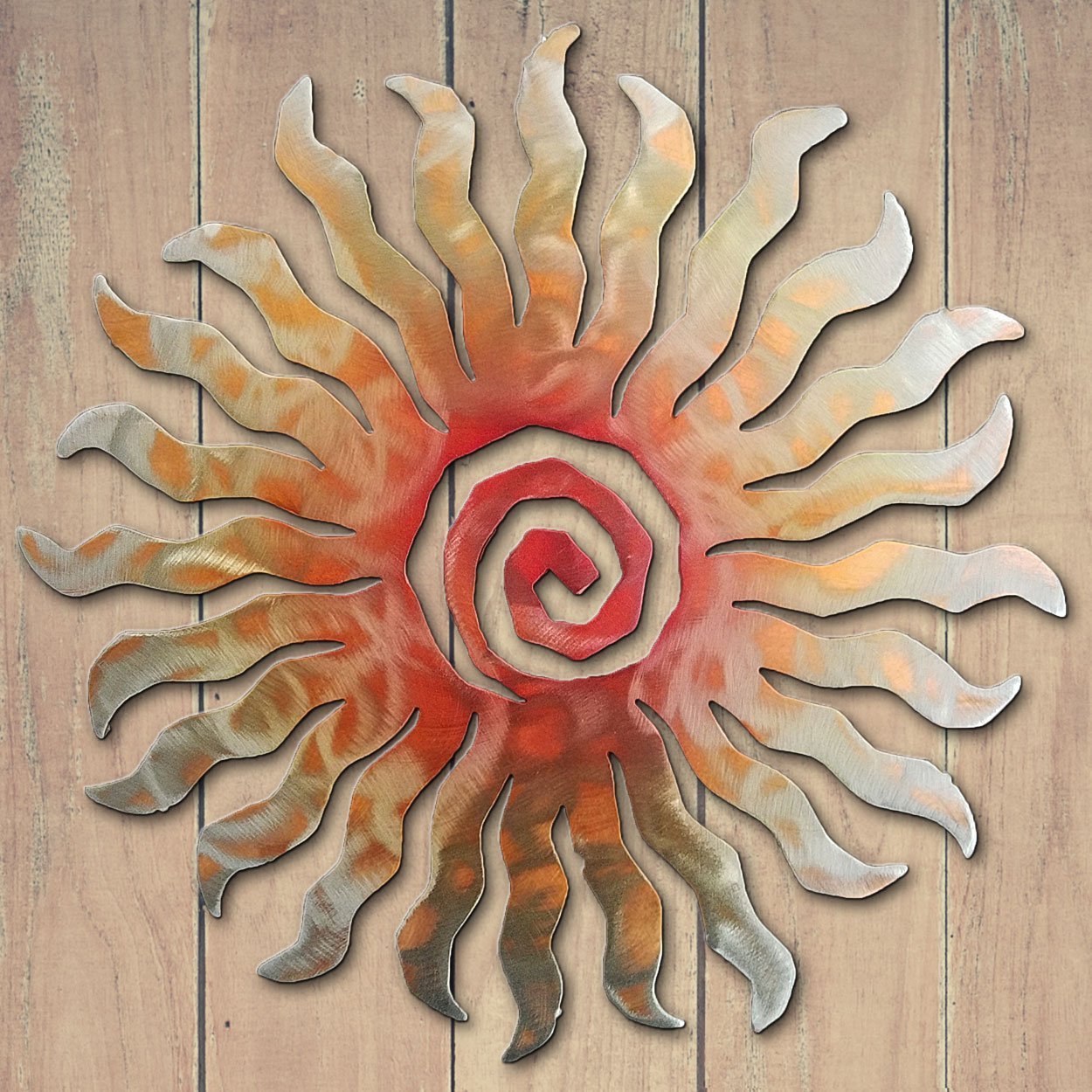 165012 - 18in 24-Ray Sunburst 3D Southwest Metal Wall Art in Sunset Finish