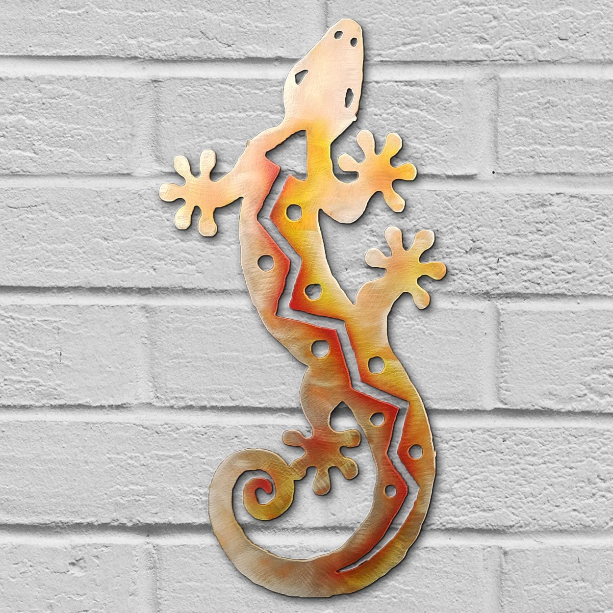 165031 - 12in S-Shaped Lizard 3D Southwest Metal Wall Art in Sunset Finish