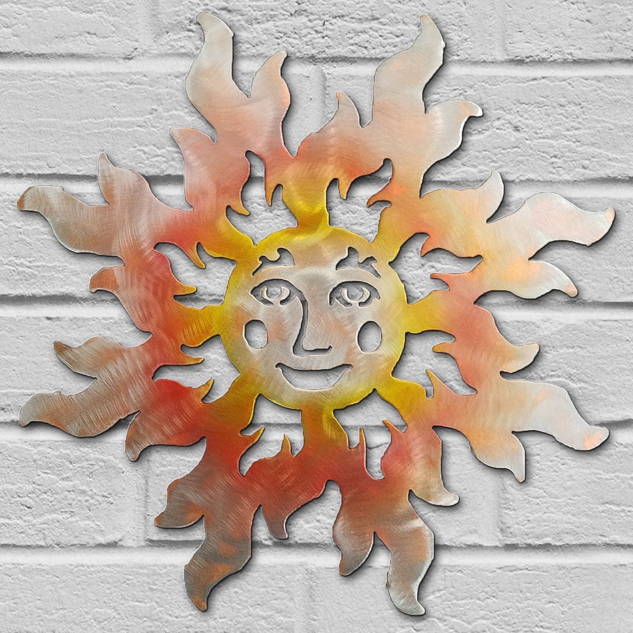 165071 - 12in Happy Face Sun 3D Southwest Metal Wall Art in Sunset Finish