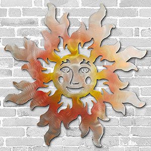 165075 - 36in Happy Face Sun 3D Metal Wall Art - Sunset - 165075
