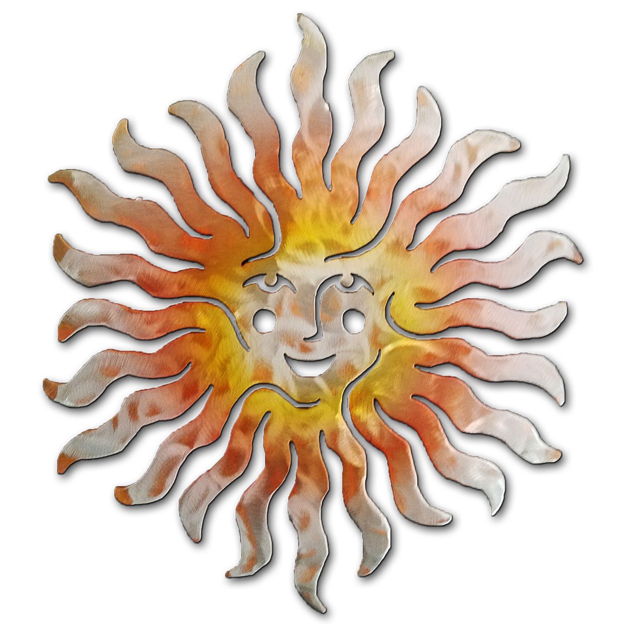 165085 - 36in Spritely Sun Face 3D Metal Wall Art - Sunset - 165085