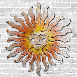 165085 - 36in Spritely Sun Face 3D Metal Wall Art - Sunset - 165085