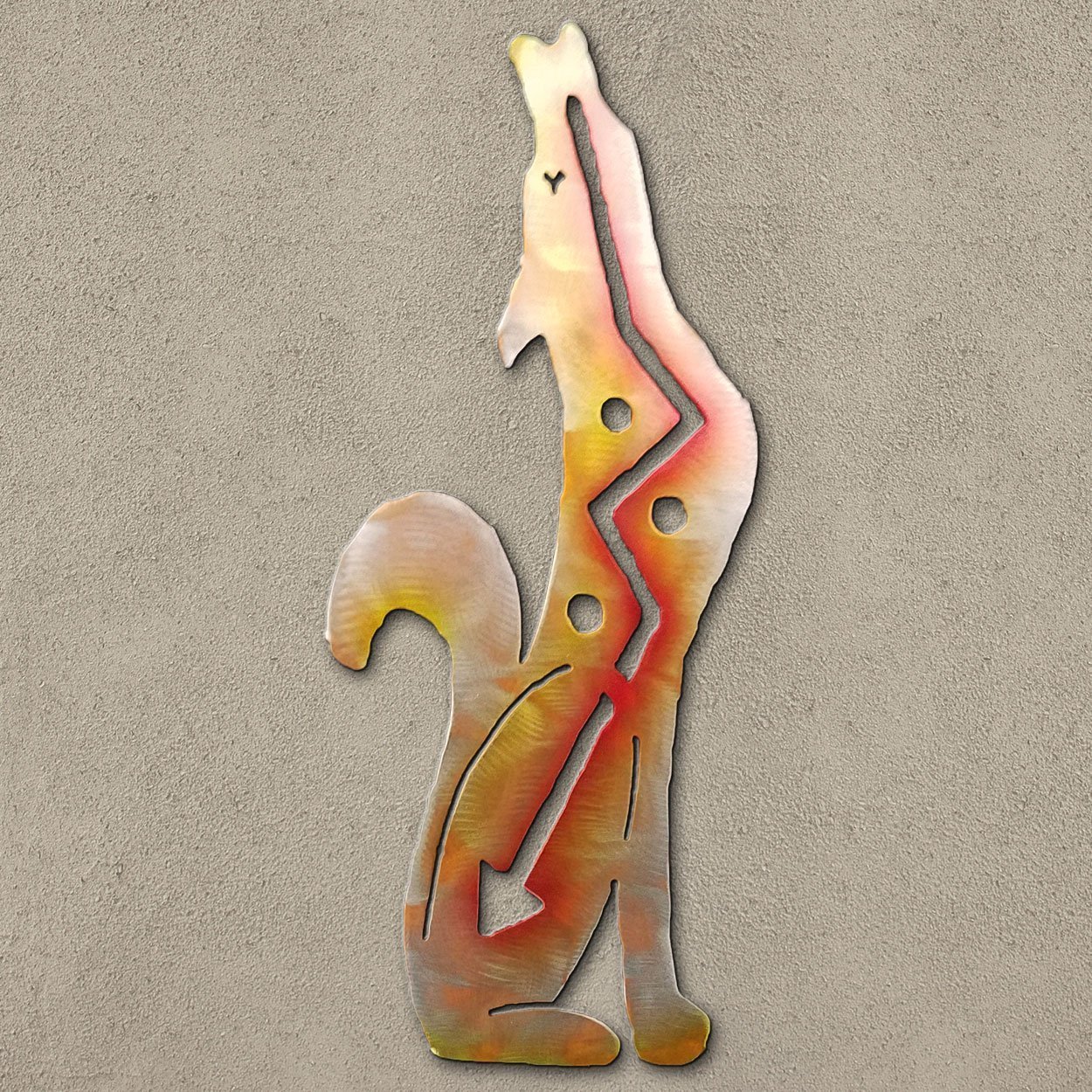165133 - 24in Coyote Howling Right 3D Southwest Metal Wall Art in Sunset Finish