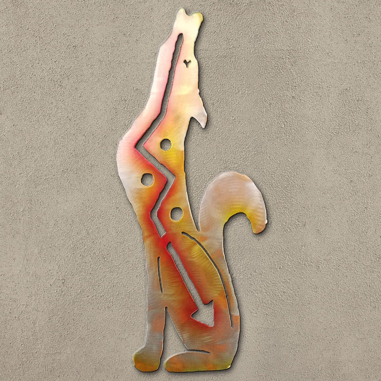 165143 - 24in Coyote Howling Left 3D Southwest Metal Wall Art in Sunset Finish