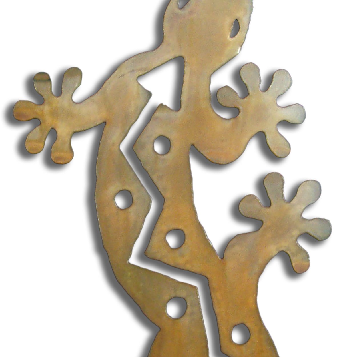 165181 - 12-inch small S-Shaped Gecko 3D Metal Wall Art in a rich rust finish