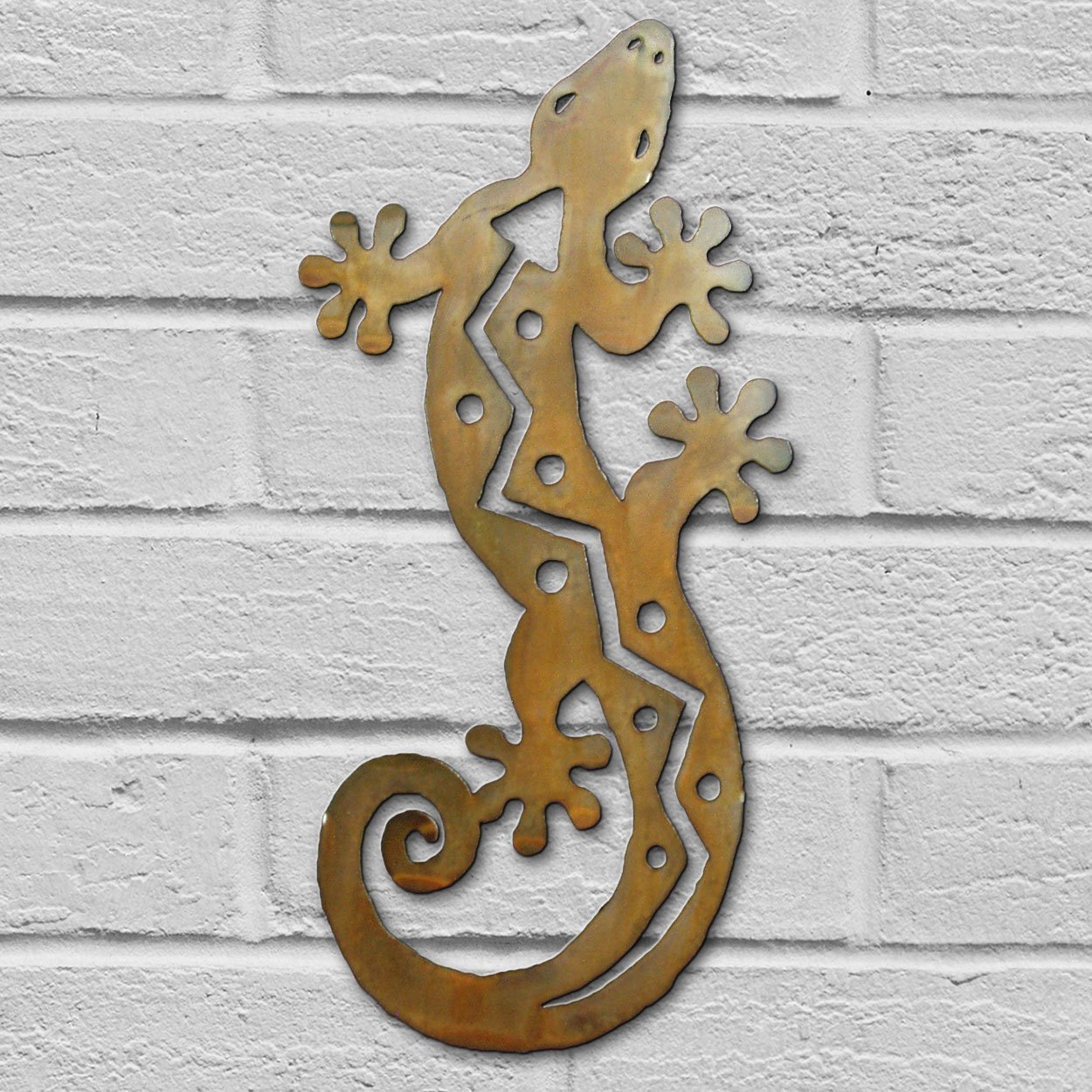 165181 - 12in S-Shaped Lizard 3D Southwest Metal Wall Art in Rust Finish