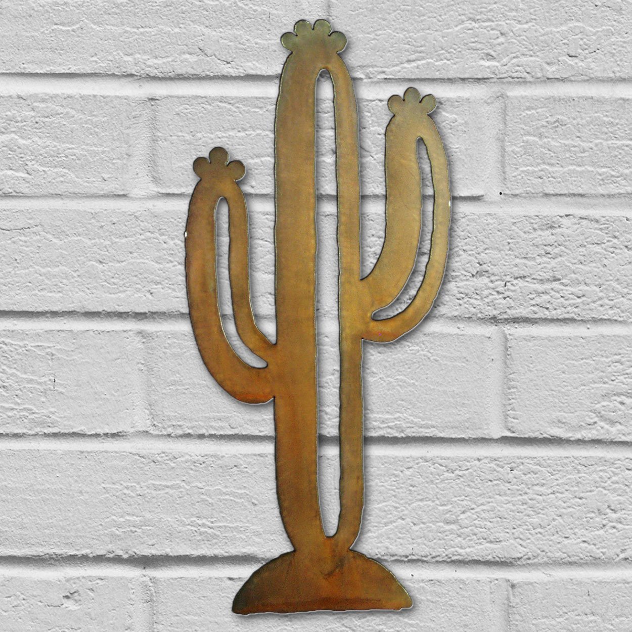 165251 - 12in Saguaro Cactus 3D Southwest Metal Wall Art in Rust Finish