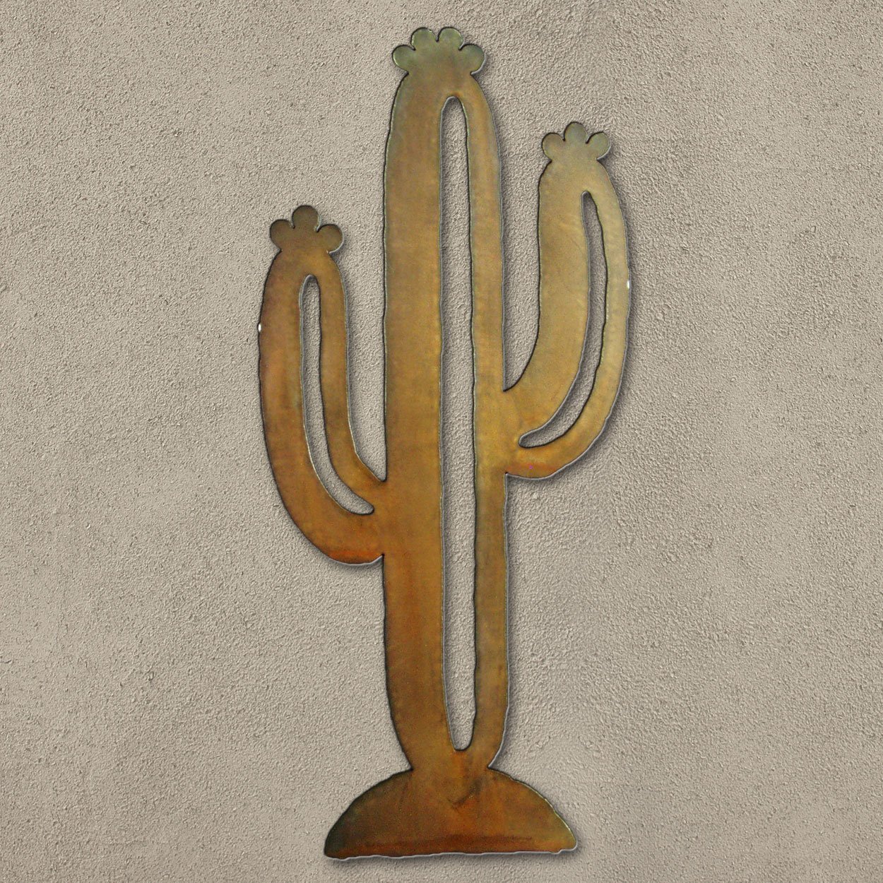 165253 - 24in Saguaro Cactus 3D Southwest Metal Wall Art in Rust Finish