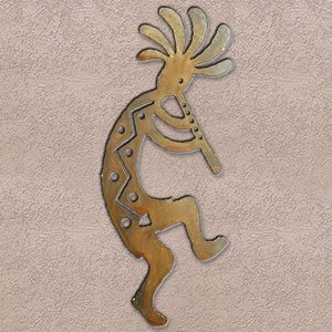 165264 - 30-inch extra large Kokopelli Facing Right 3D Metal Wall Art in a rich rust finish