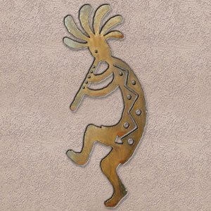 165274 - 30-inch extra large Kokopelli Facing Left 3D Metal Wall Art in a rich rust finish