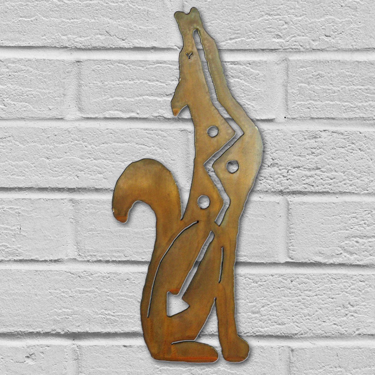 165281 - 12in Coyote Howling Right 3D Southwest Metal Wall Art in Rust Finish