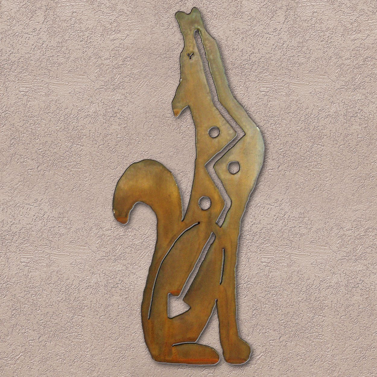 165284 - 30in Coyote Howling Right 3D Southwest Metal Wall Art in Rust Finish