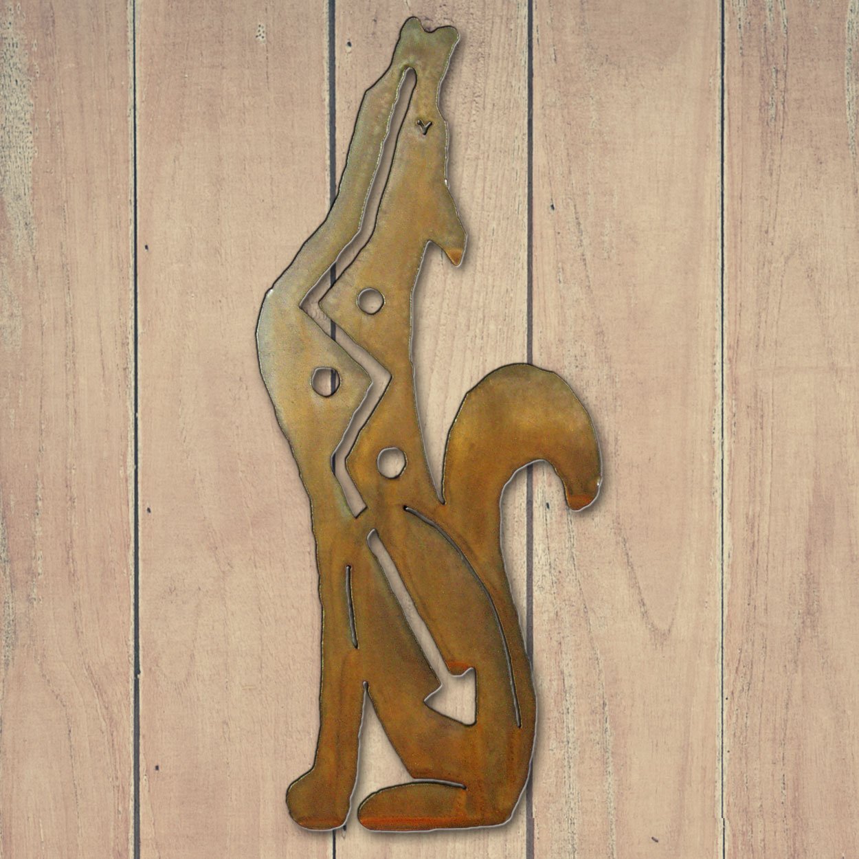 165292 - 18in Coyote Howling Left 3D Southwest Metal Wall Art in Rust Finish