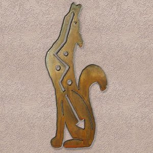 165294 - 30-inch extra large Howling Coyote Facing Left 3D Metal Wall Art in a rich rust finish