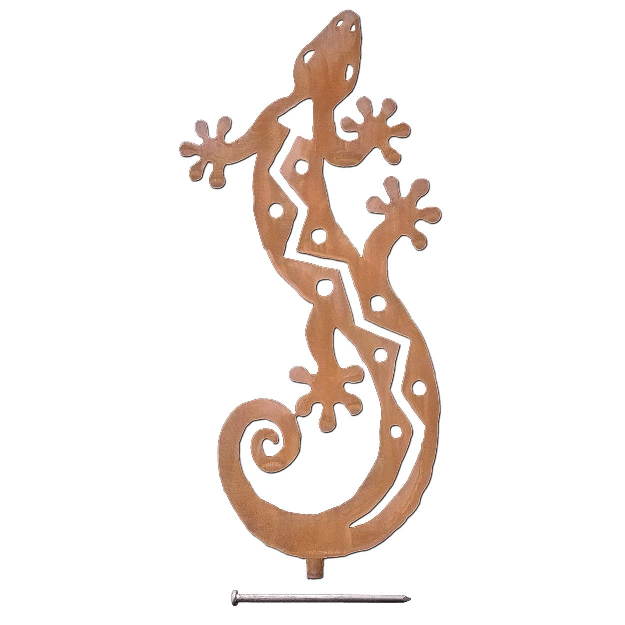 165591 - 18-inch medium Gecko Lizard Yard Art Statue in a rich rust finish