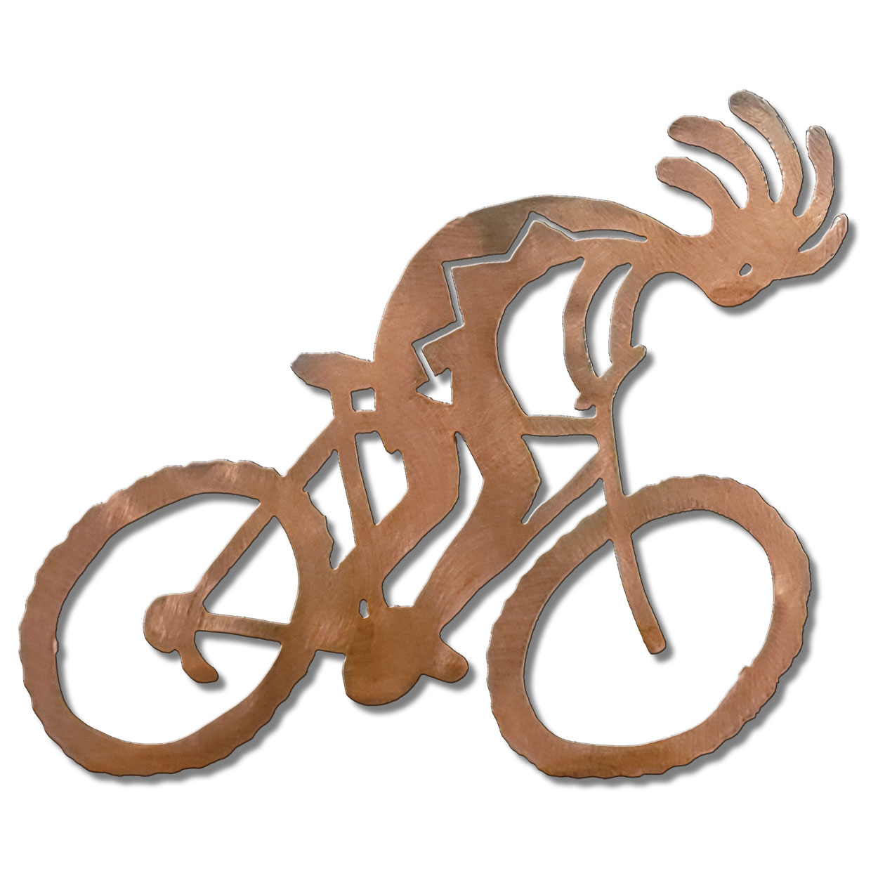 165602 - 18in Mountain Biker Metal Wall Art in Rust Patina