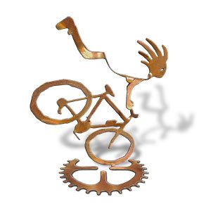 165803 - BS04RT09 10in Ms. Endo Female Kokopelli Cyclist Tabletop Sculpture
