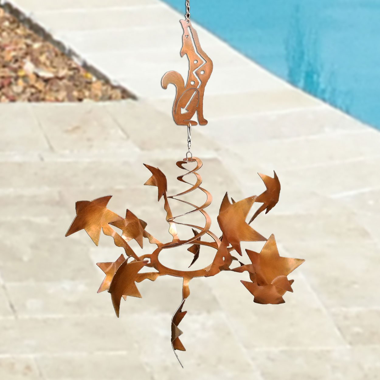 165814 - WS04RT19 16in Southwest Coyote and Stars Rustic Metal Hanging Wind Sculpture