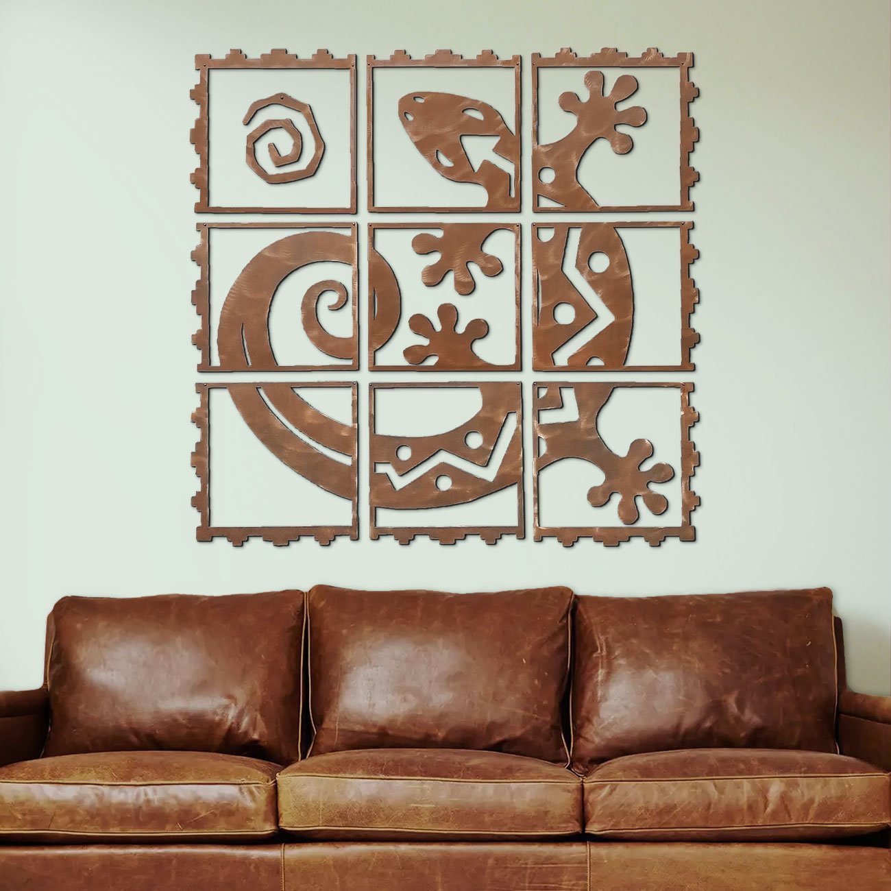 165862 - 46in Rustic Gecko Metal Mosaic Panels Wall Art