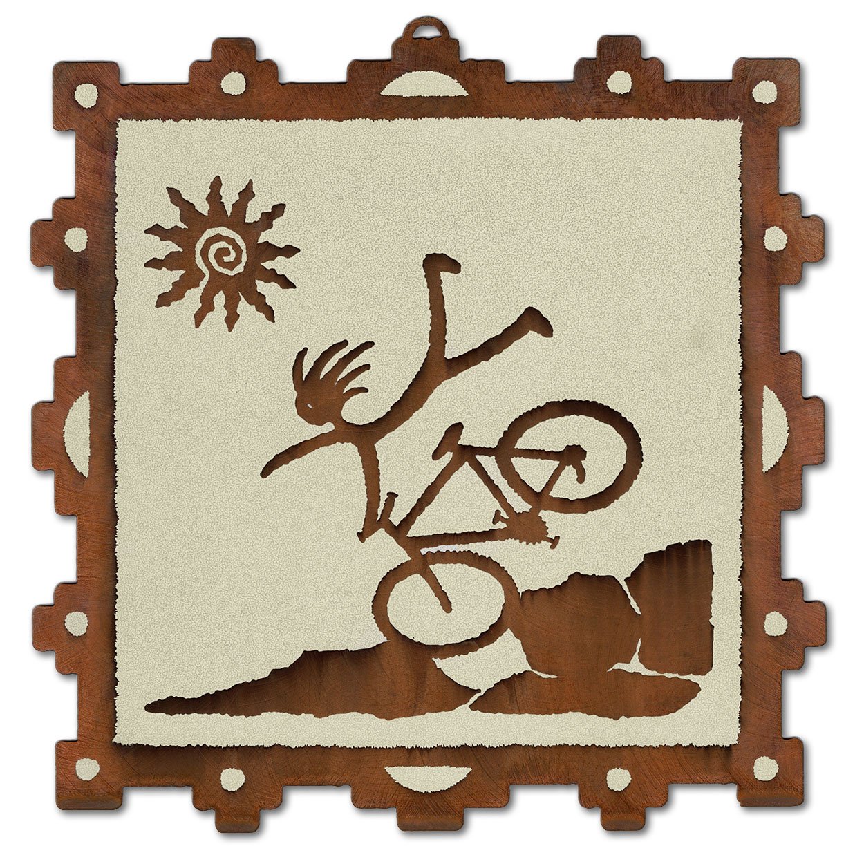 165876 - 10in Silk Screen Rustic Metal Wall Art - Endo Cyclist