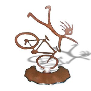 165904 - 7in Rustic Metal Table Top Sculpture - Mountain Biker Endo