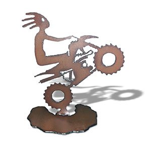165909 - 7in Rustic Metal Table Top Sculpture - ATV Quad Rider